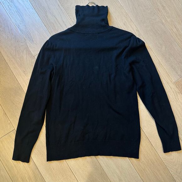 Carolyn Taylor Womens Pullover Solid Black Turtleneck Sweater Long Sleeve Size M - Picture 3 of 4